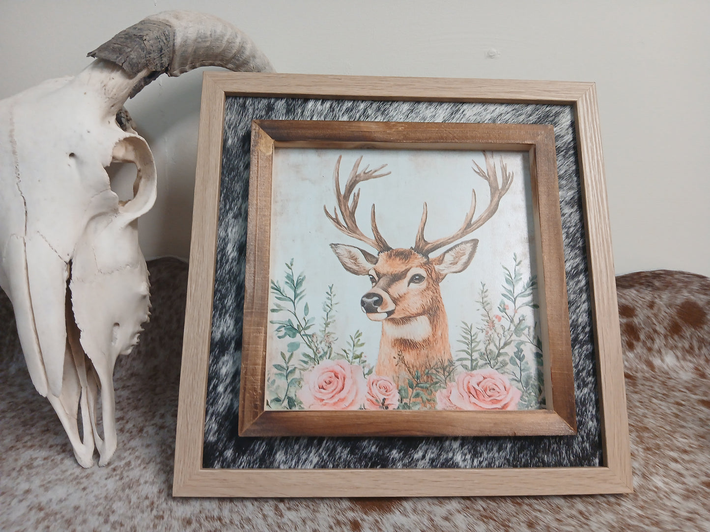 Handcrafted Square Cowhide 3D Print - Dimensional Australian Art