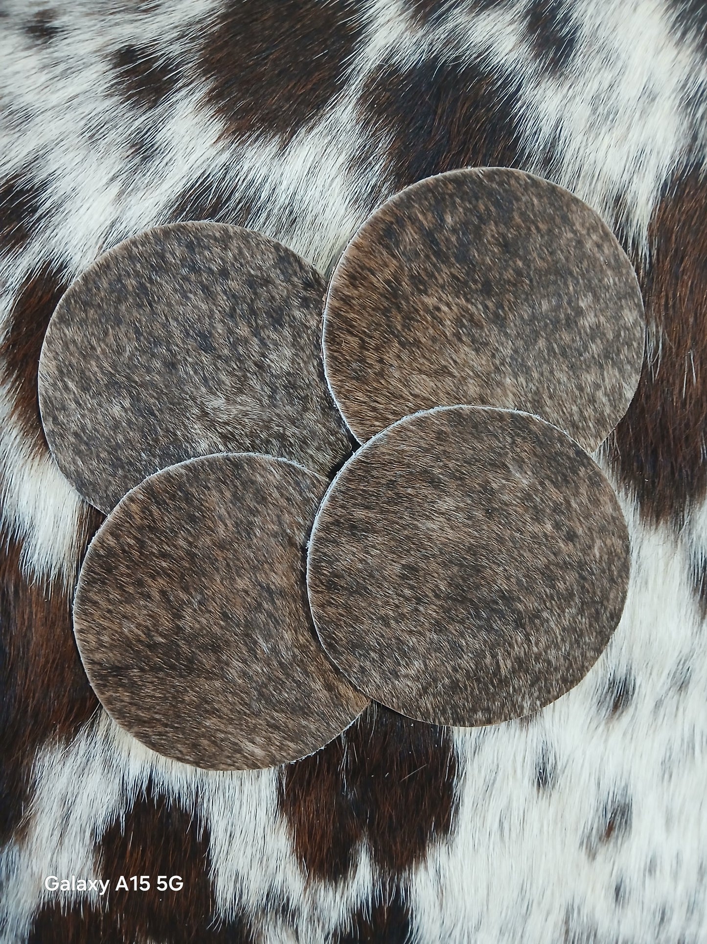 Handcrafted Cowhide Coaster Set of 4