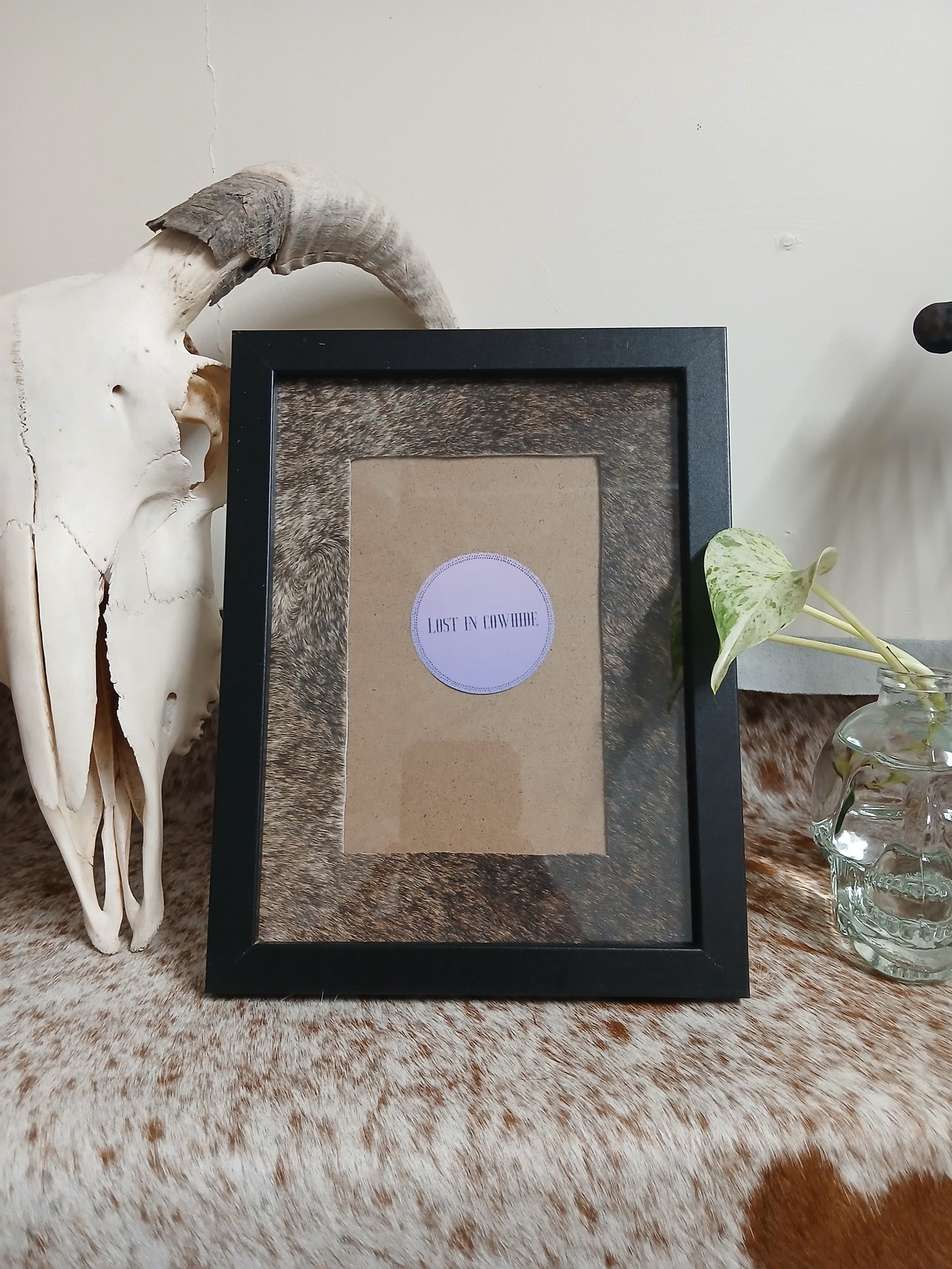 Cowhide frame photo size 4x6"