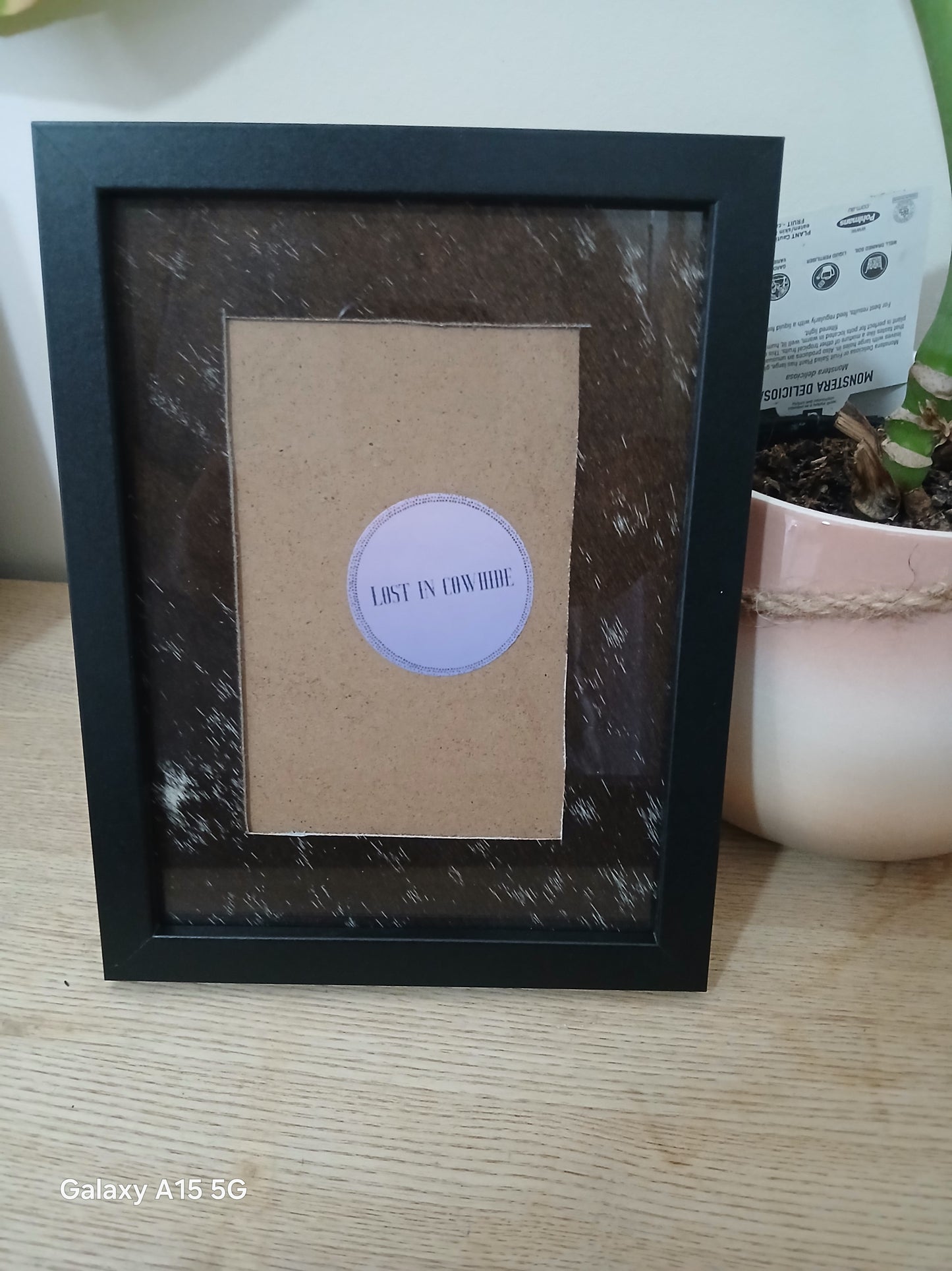 Cowhide frame photo size 4x6"