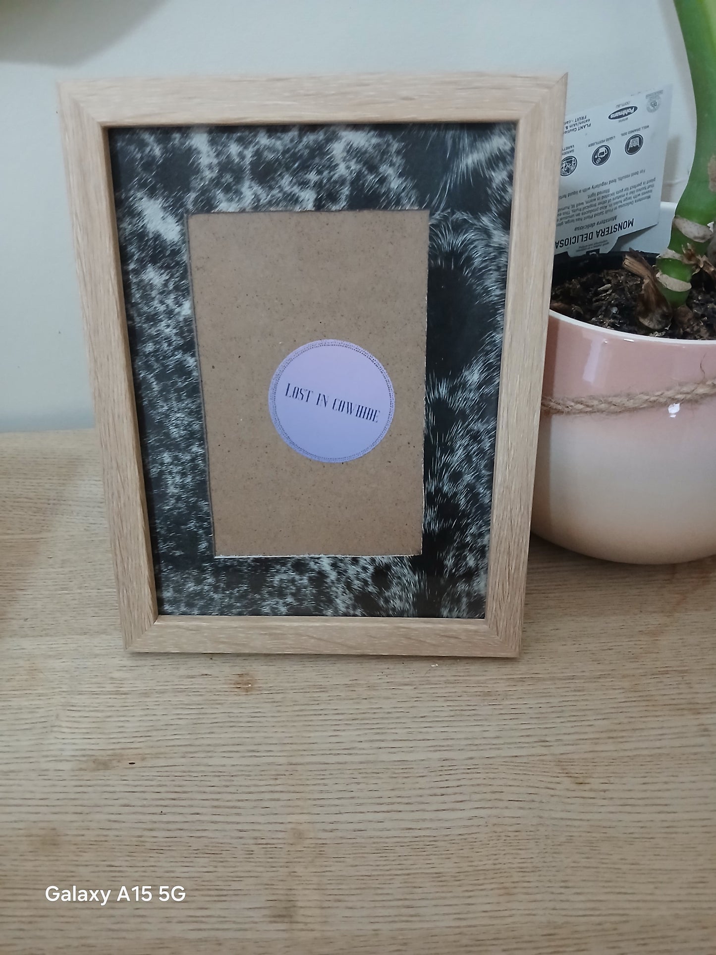 Cowhide frame photo size 4x6"