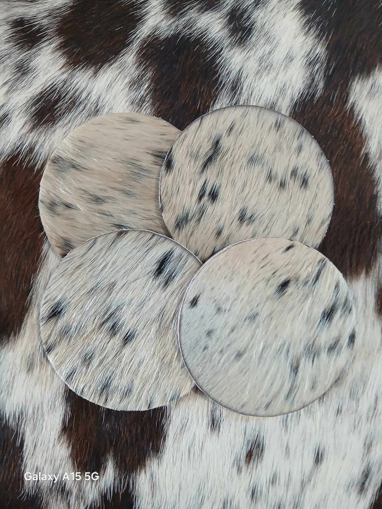 Handcrafted Cowhide Coaster Set of 4