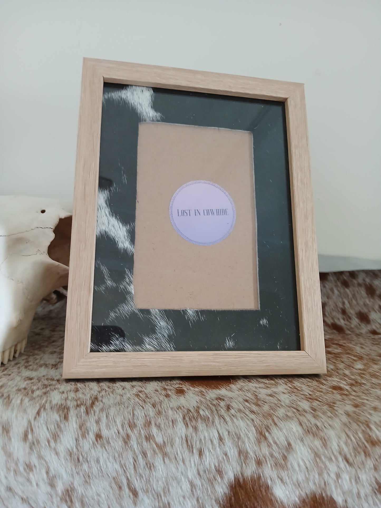Cowhide frame photo size 4x6"
