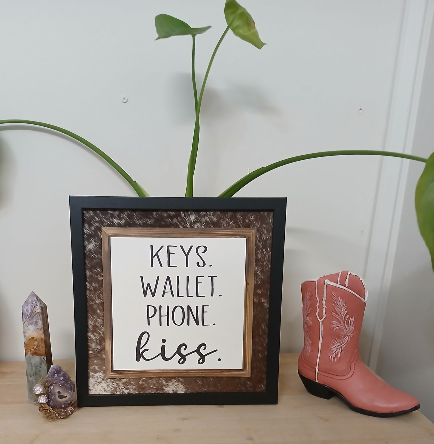 Handcrafted Square Cowhide 3D Print - Dimensional Australian Art