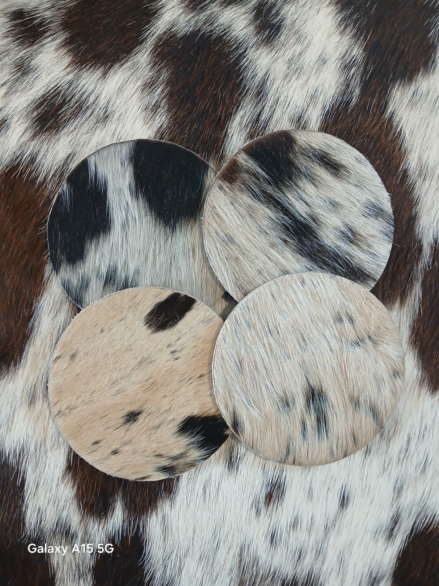 Handcrafted Cowhide Coaster Set of 4