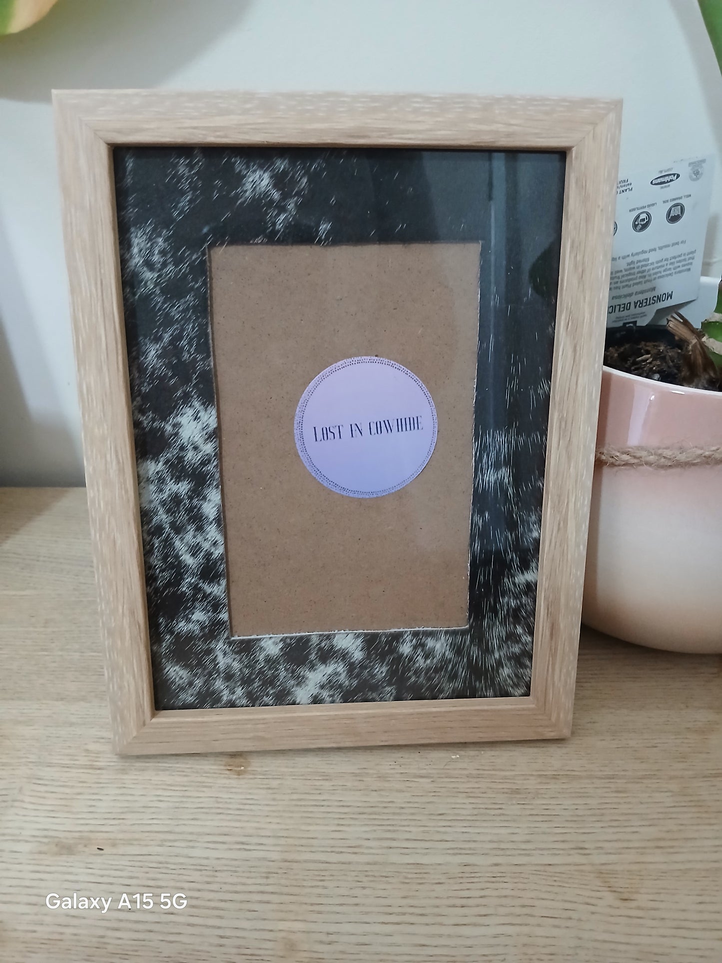 Cowhide frame photo size 4x6"