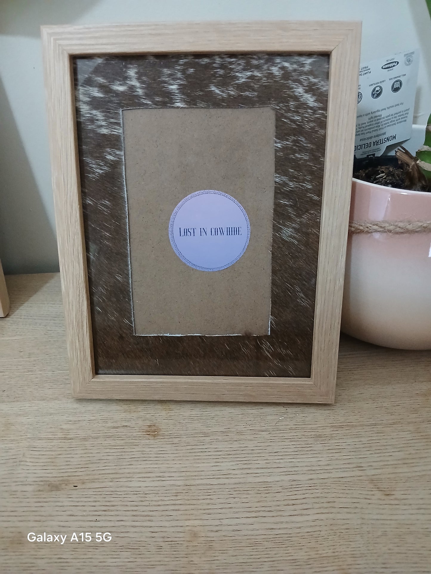 Cowhide frame photo size 4x6"