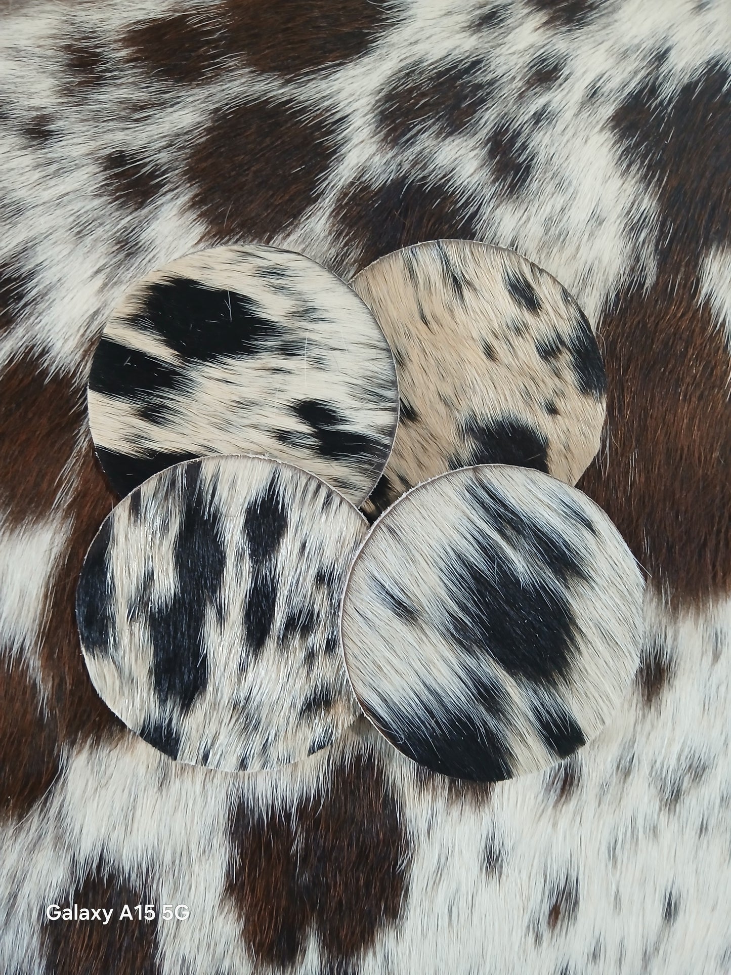 Handcrafted Cowhide Coaster Set of 4