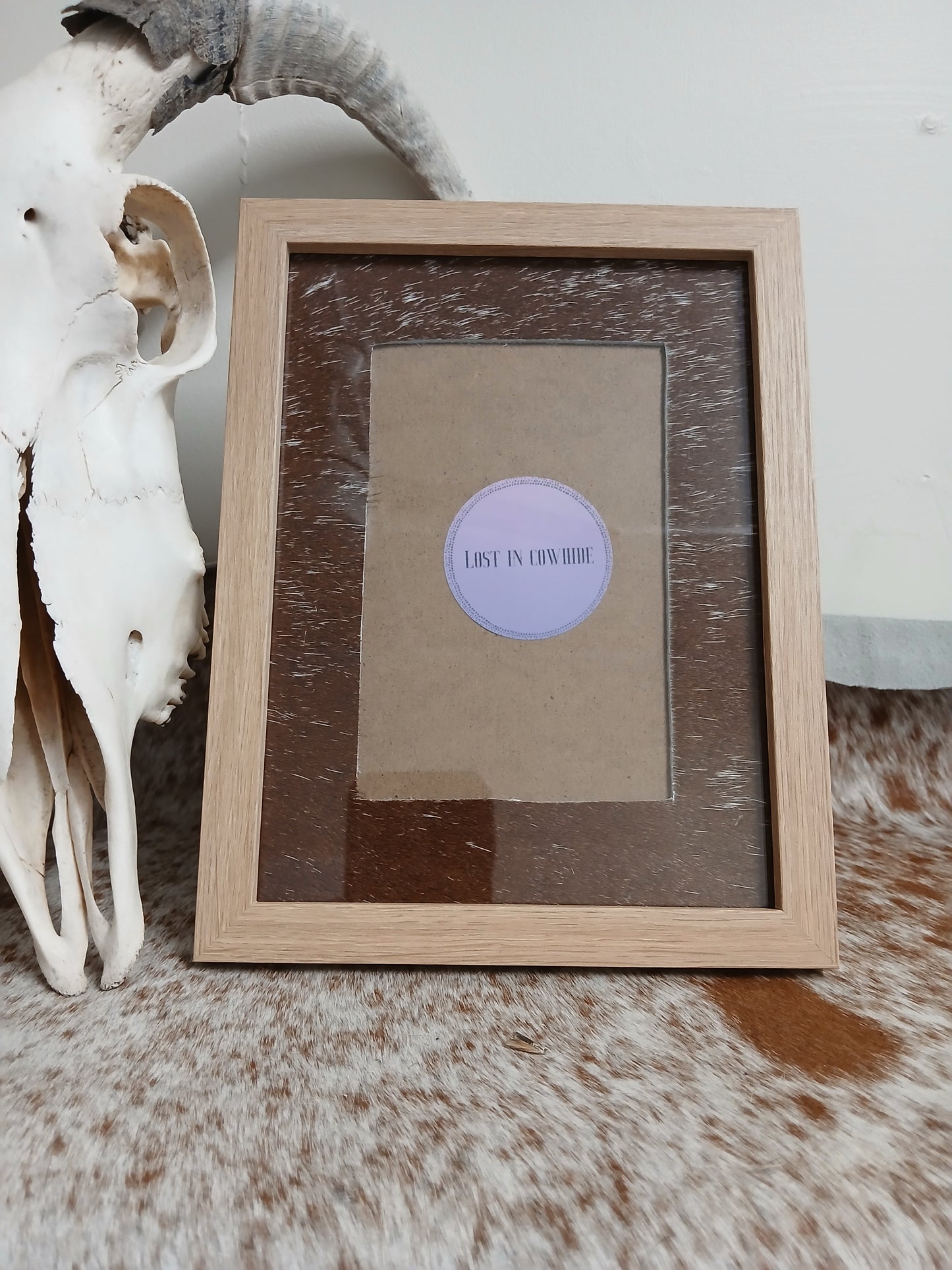 Cowhide frame photo size 4x6"
