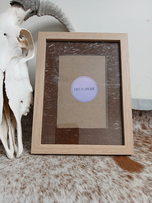 Cowhide frame photo size 4x6"