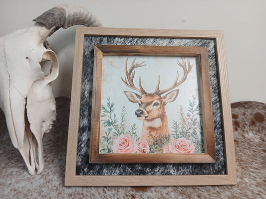 Handcrafted Square Cowhide 3D Print - Dimensional Australian Art