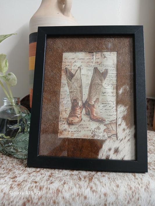 Cowhide frame with 4x6" print