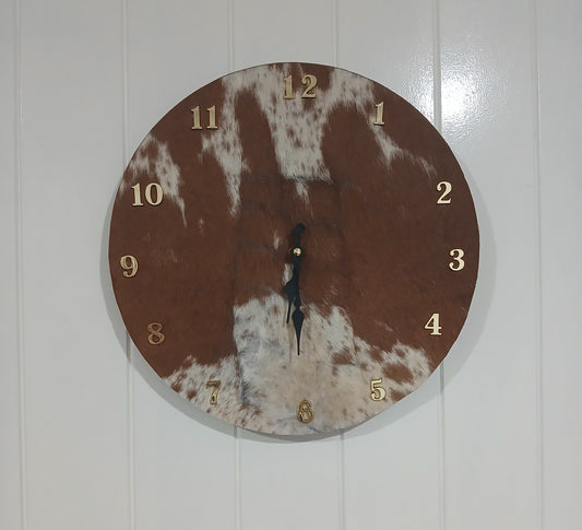 Cowhide wall clock
