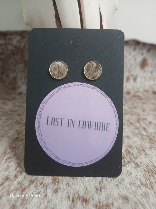 Cowhide Stud earrings (golden stud)