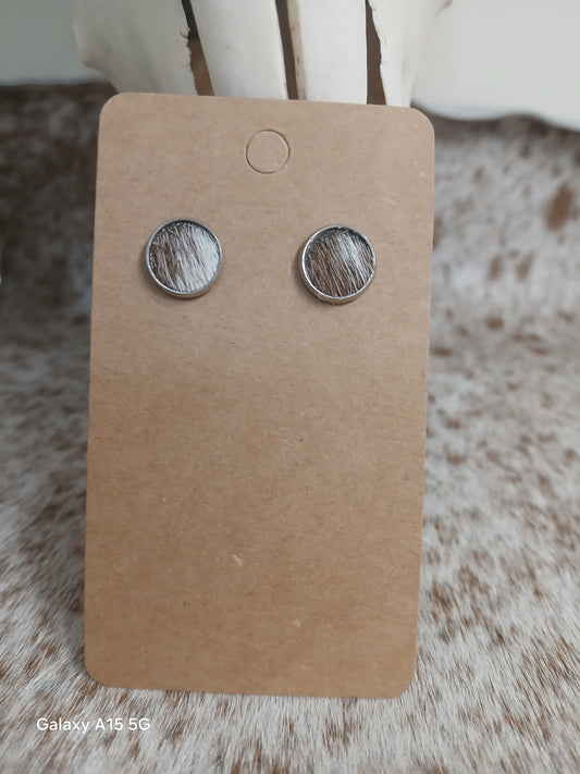 Cowhide Stud earrings (silver stud)
