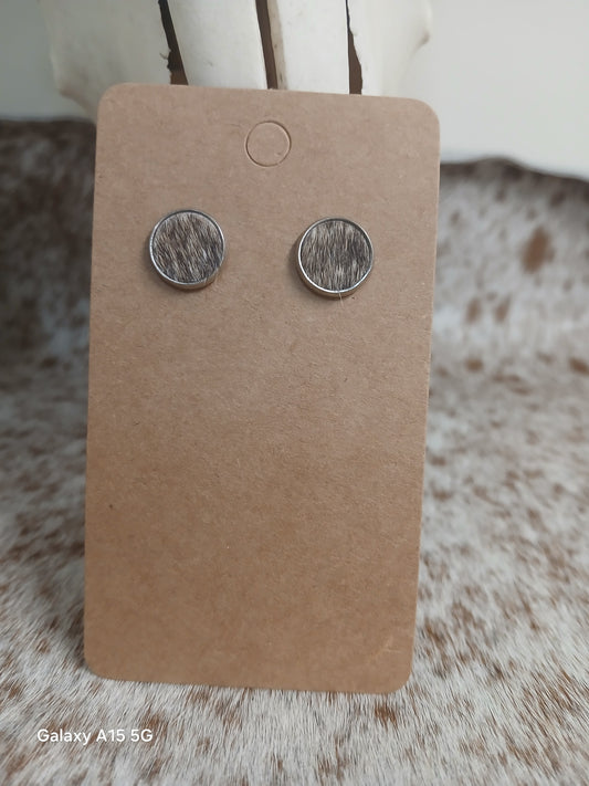 Cowhide Stud earrings (silver stud)