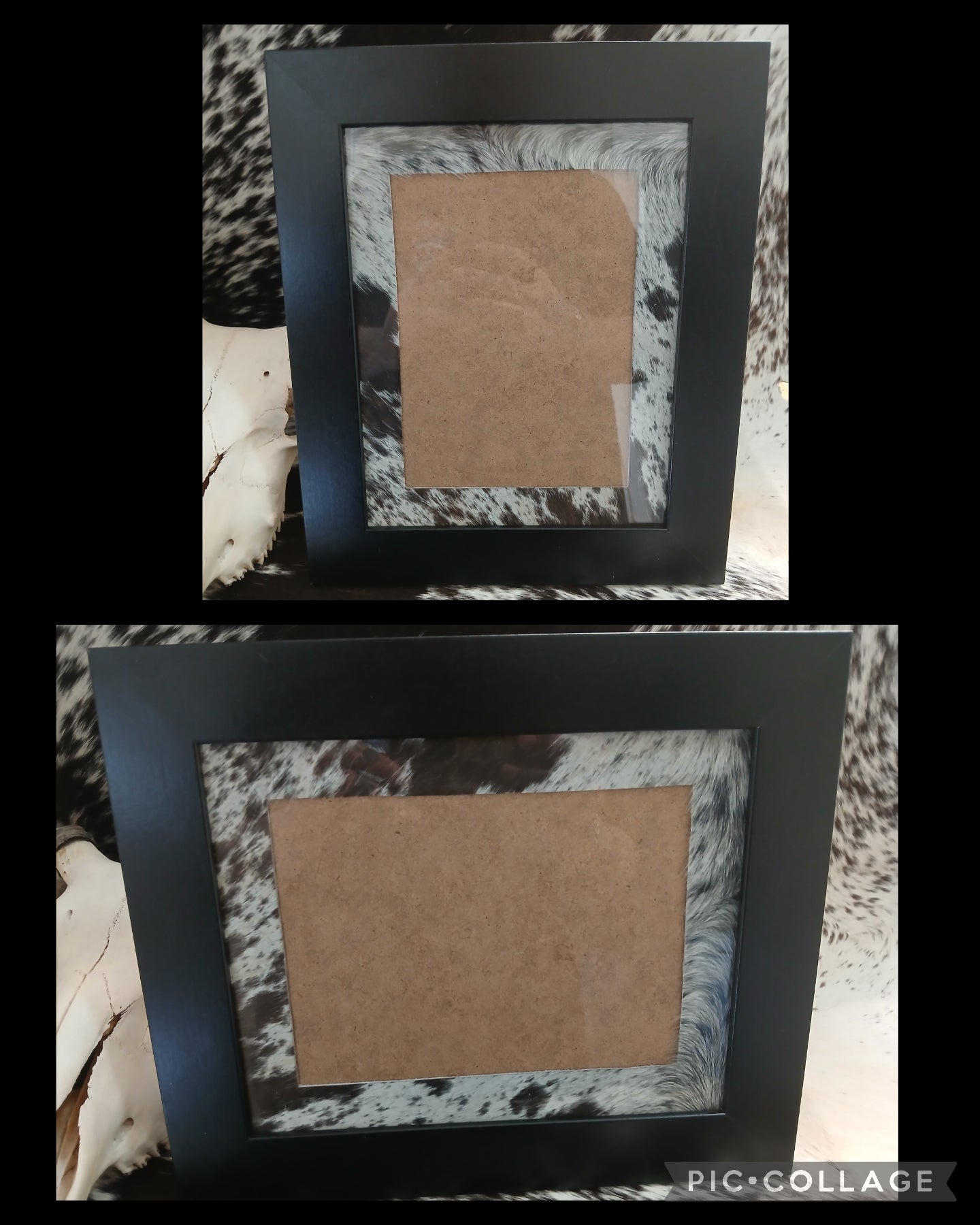 Cowhide frame photo size 6x8"