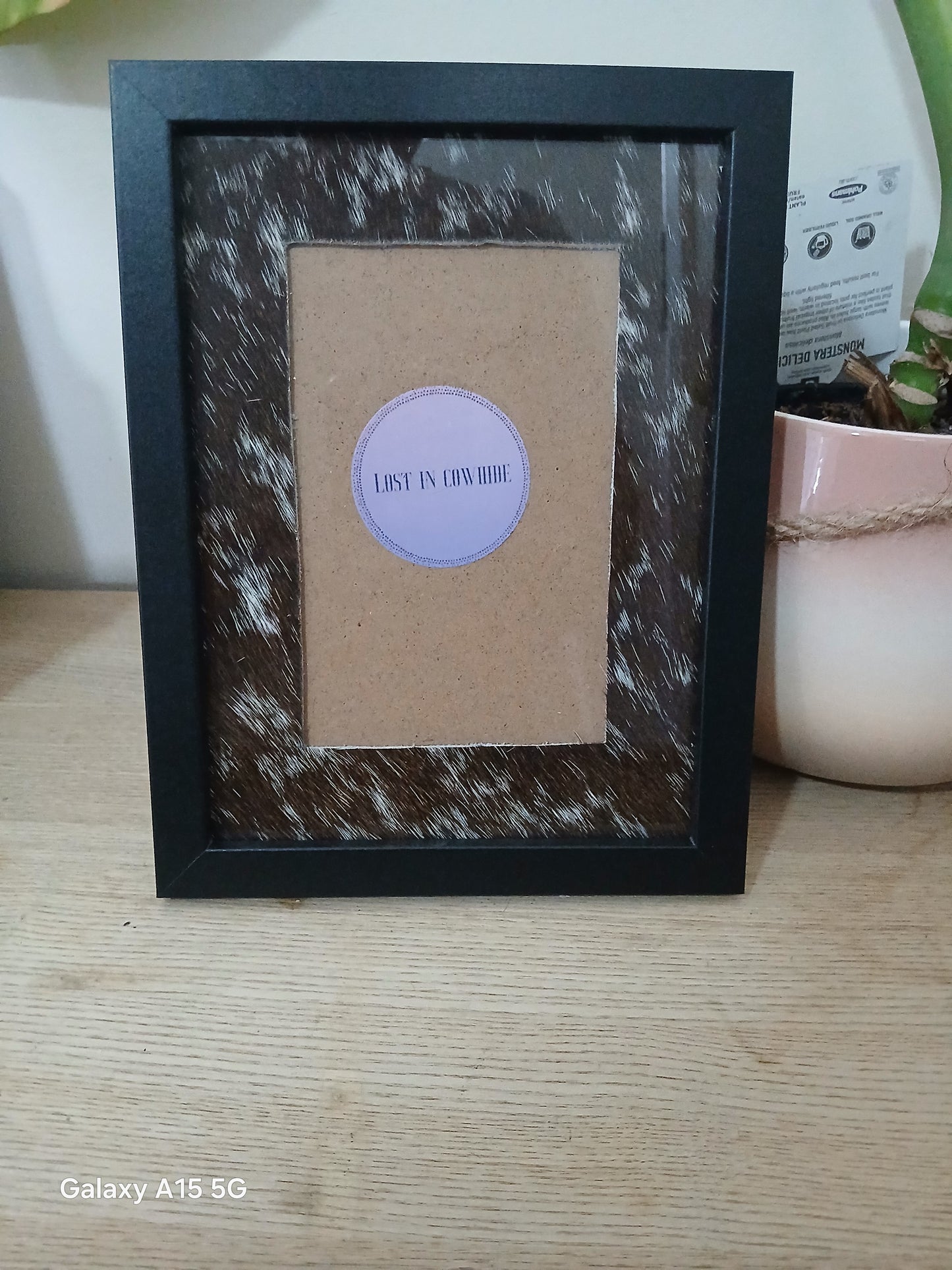 Cowhide frame photo size 4x6"
