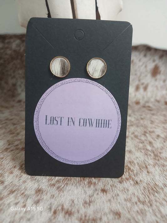 Cowhide Stud earrings (golden stud)