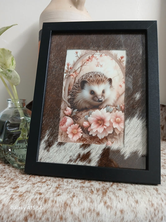 Cowhide frame with 4x6" print