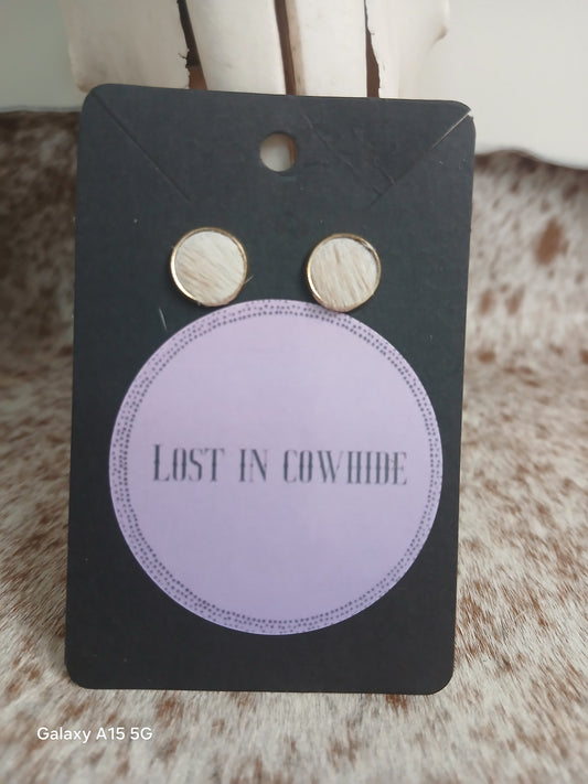 Cowhide Stud earrings (golden stud)