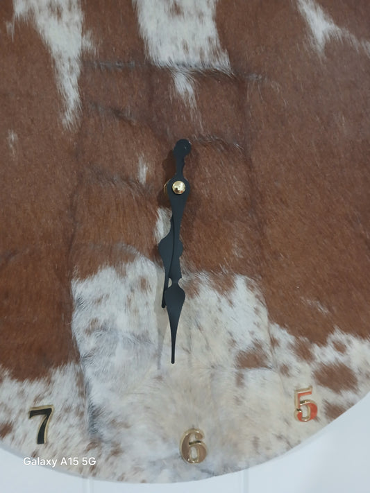 Cowhide wall clock