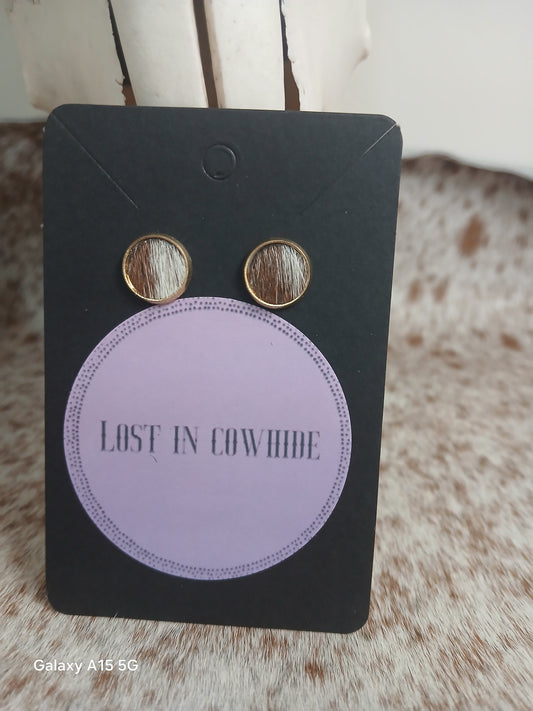 Cowhide Stud earrings (golden stud)