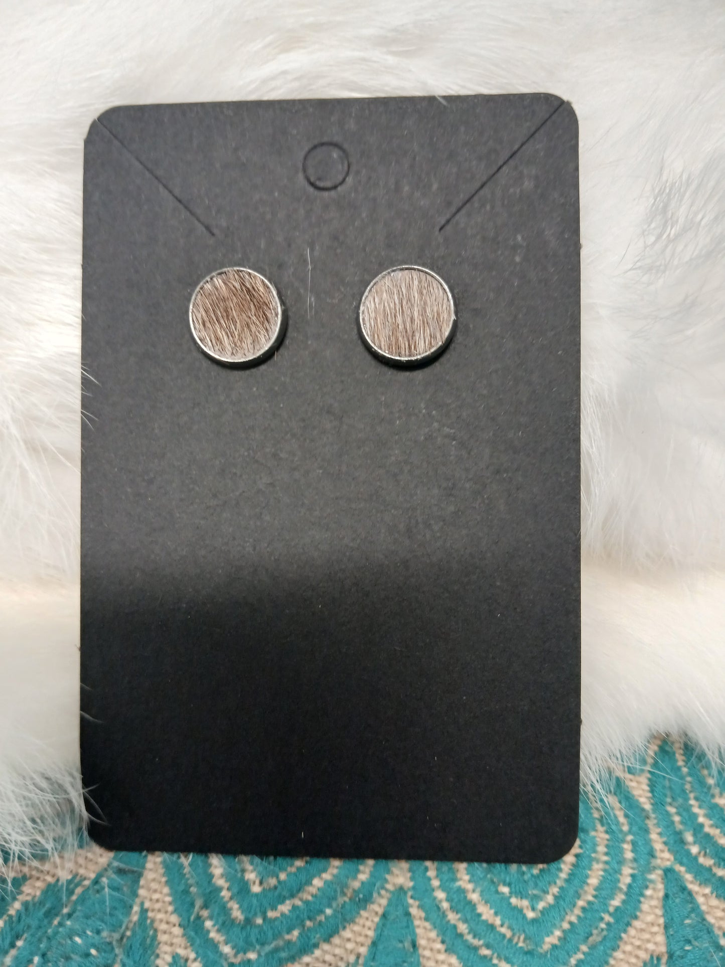 Cowhide Stud earrings (silver stud)
