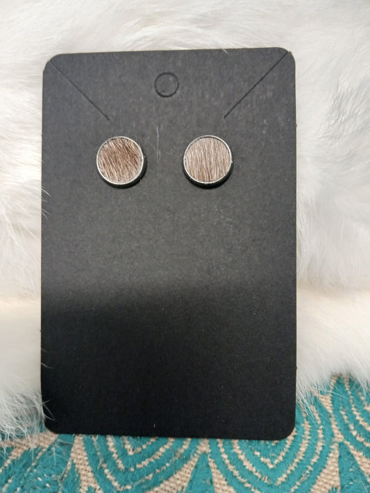 Cowhide Stud earrings (silver stud)