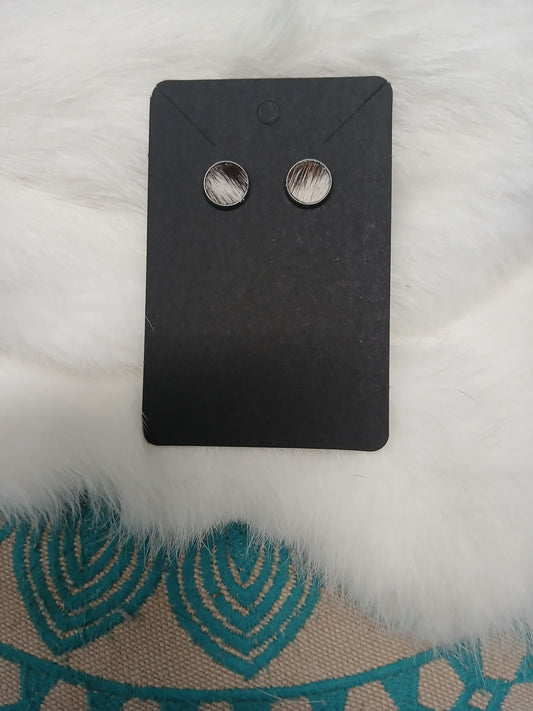 Cowhide Stud earrings (silver stud)