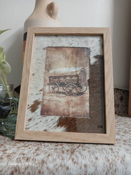 Cowhide frame with 4x6" print