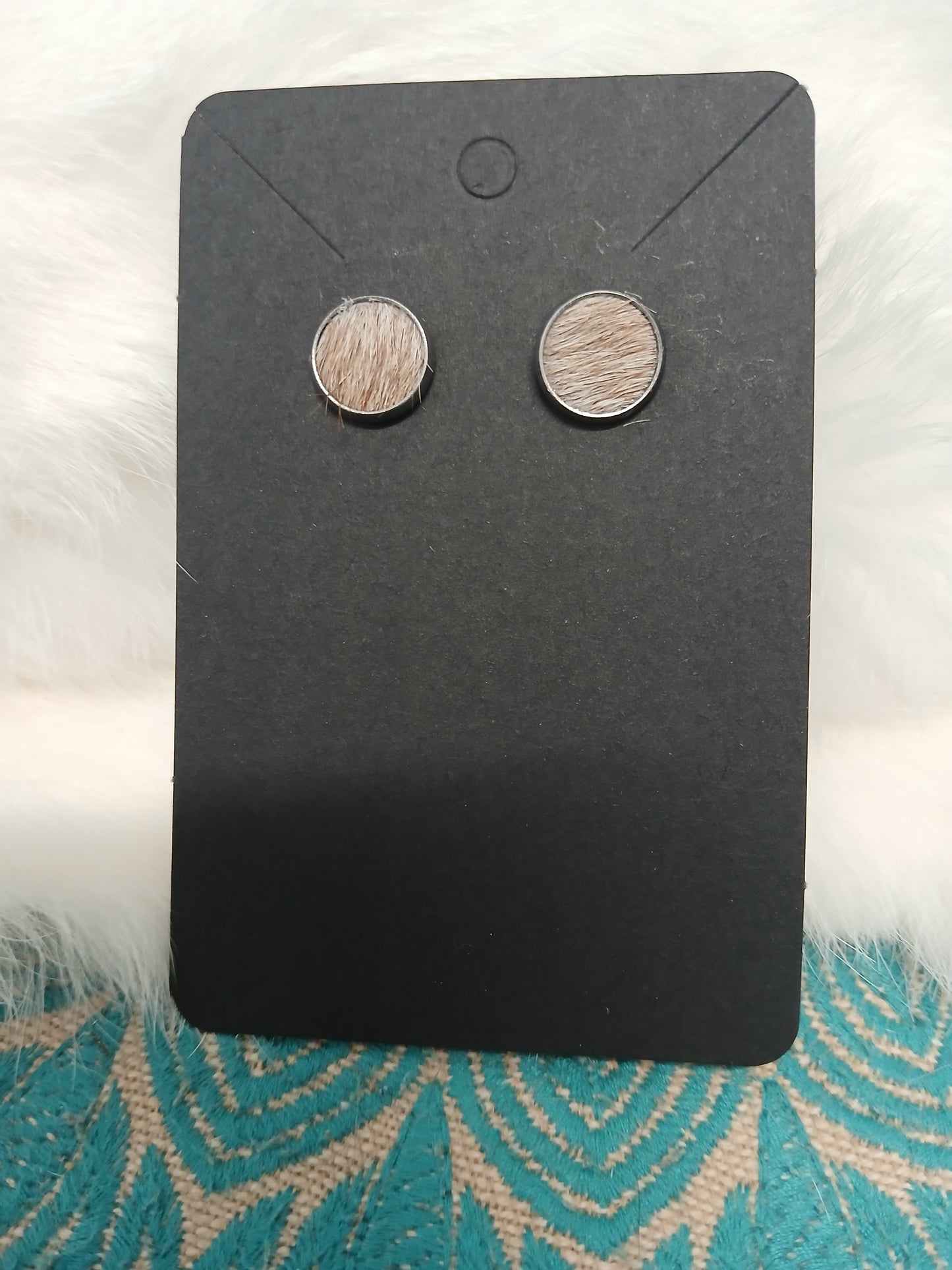 Cowhide Stud earrings (silver stud)