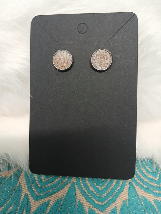Cowhide Stud earrings (silver stud)