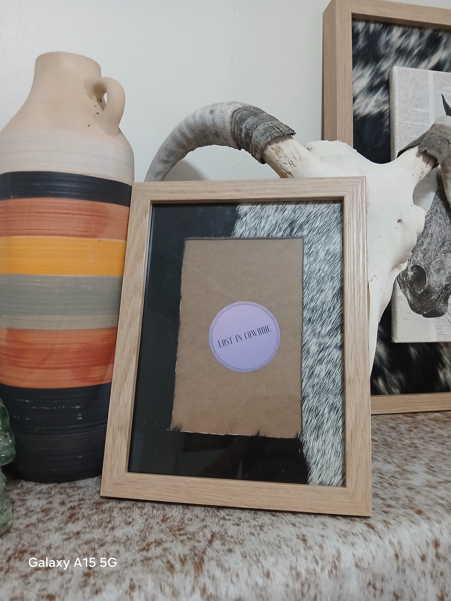Cowhide frame photo size 4x6"