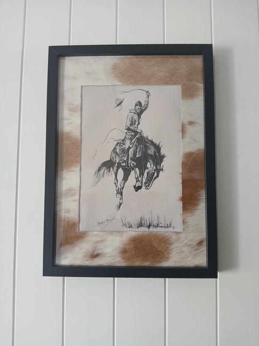 Genuine Cowhide Frame with A4 Print - Artisan Australian Wall Art