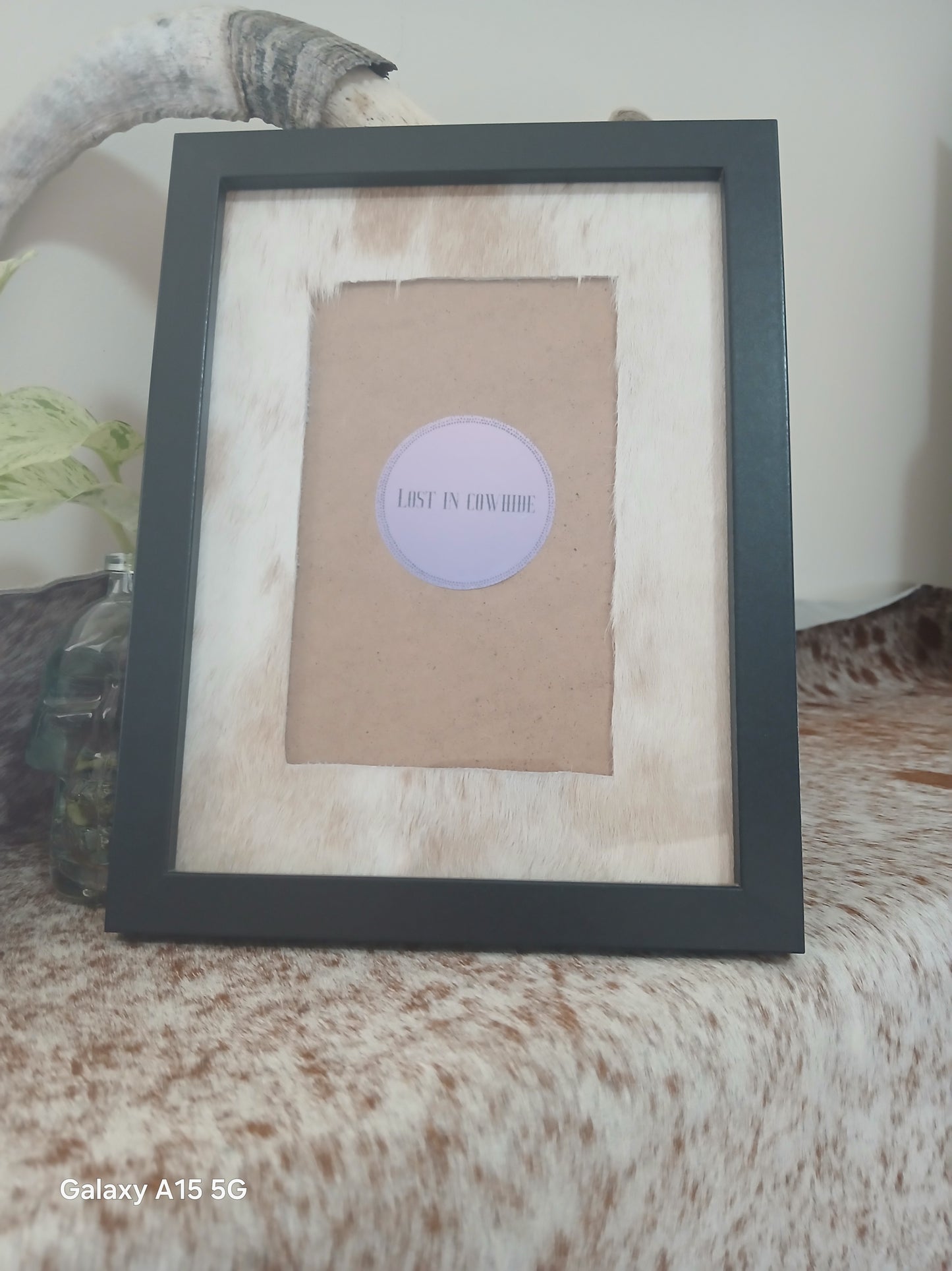 Cowhide frame photo size 4x6"