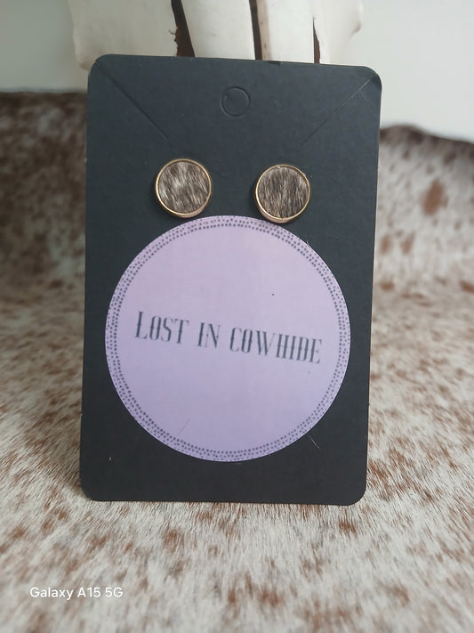 Cowhide Stud earrings (golden stud)