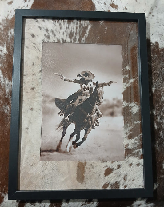 Handcrafted A4 Cowhide Frame with Print - Australian Wall Décor