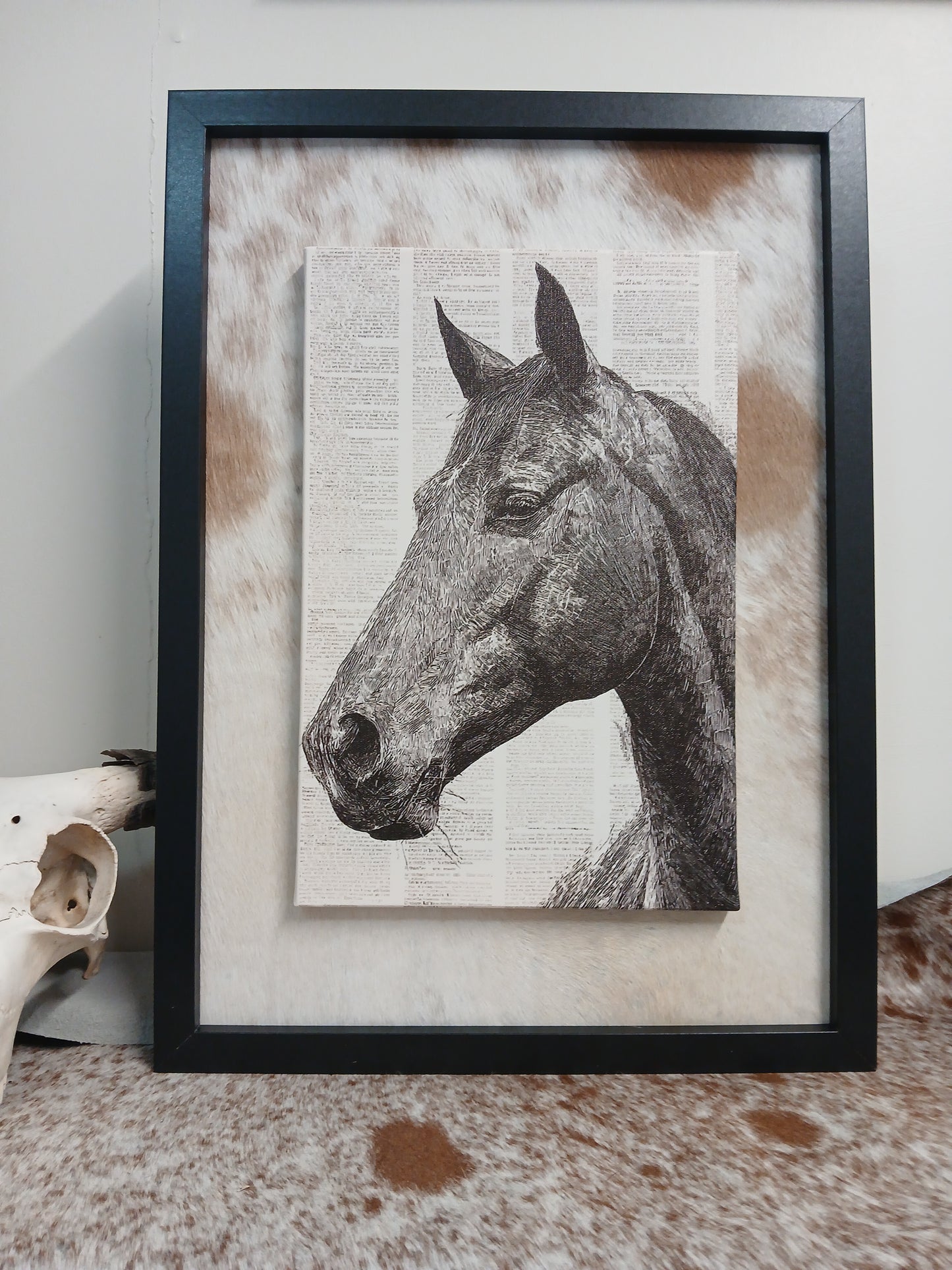 Cowhide frame with A4 sized 3D print (Set of 3)