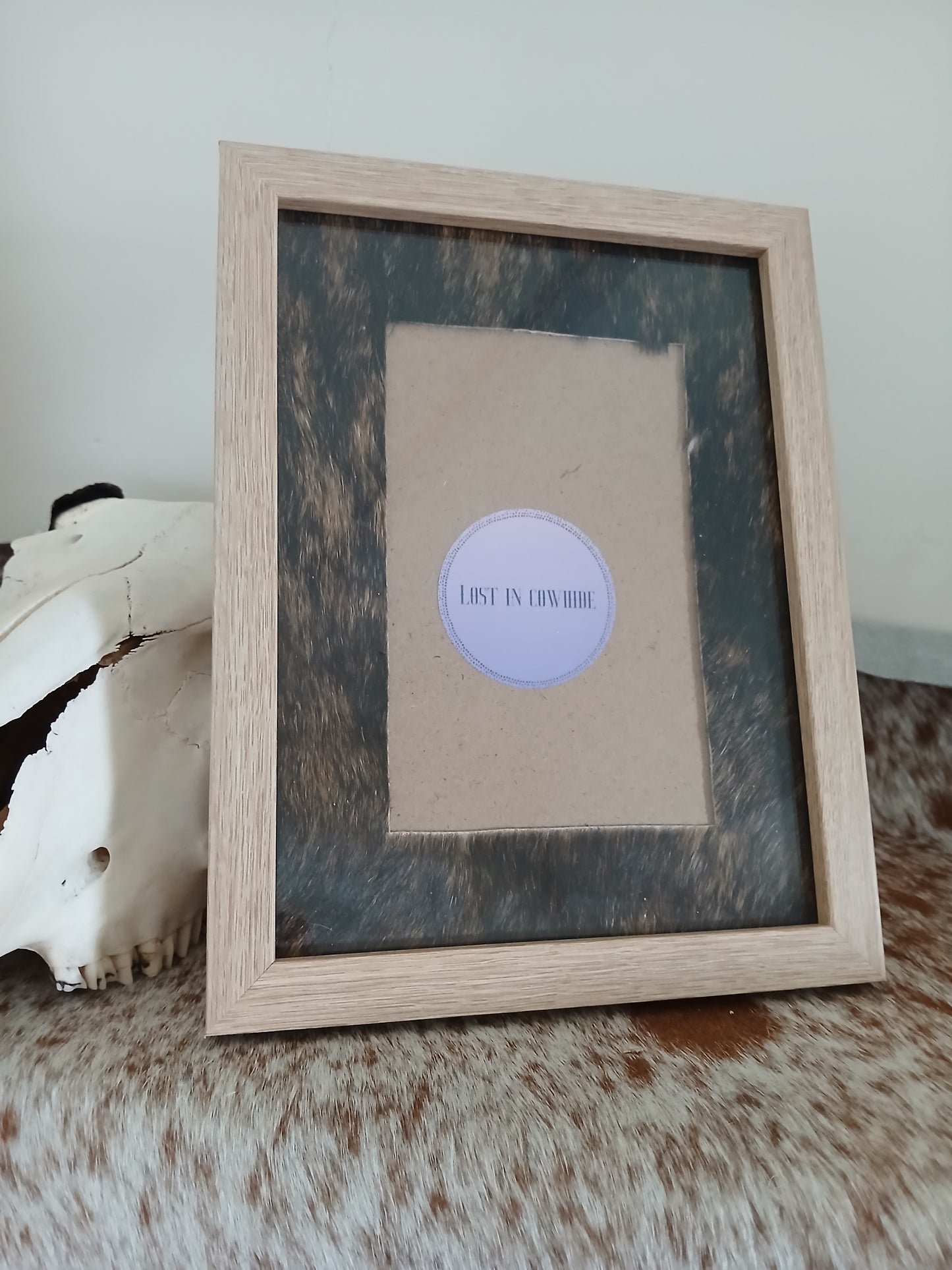 Cowhide frame photo size 4x6"