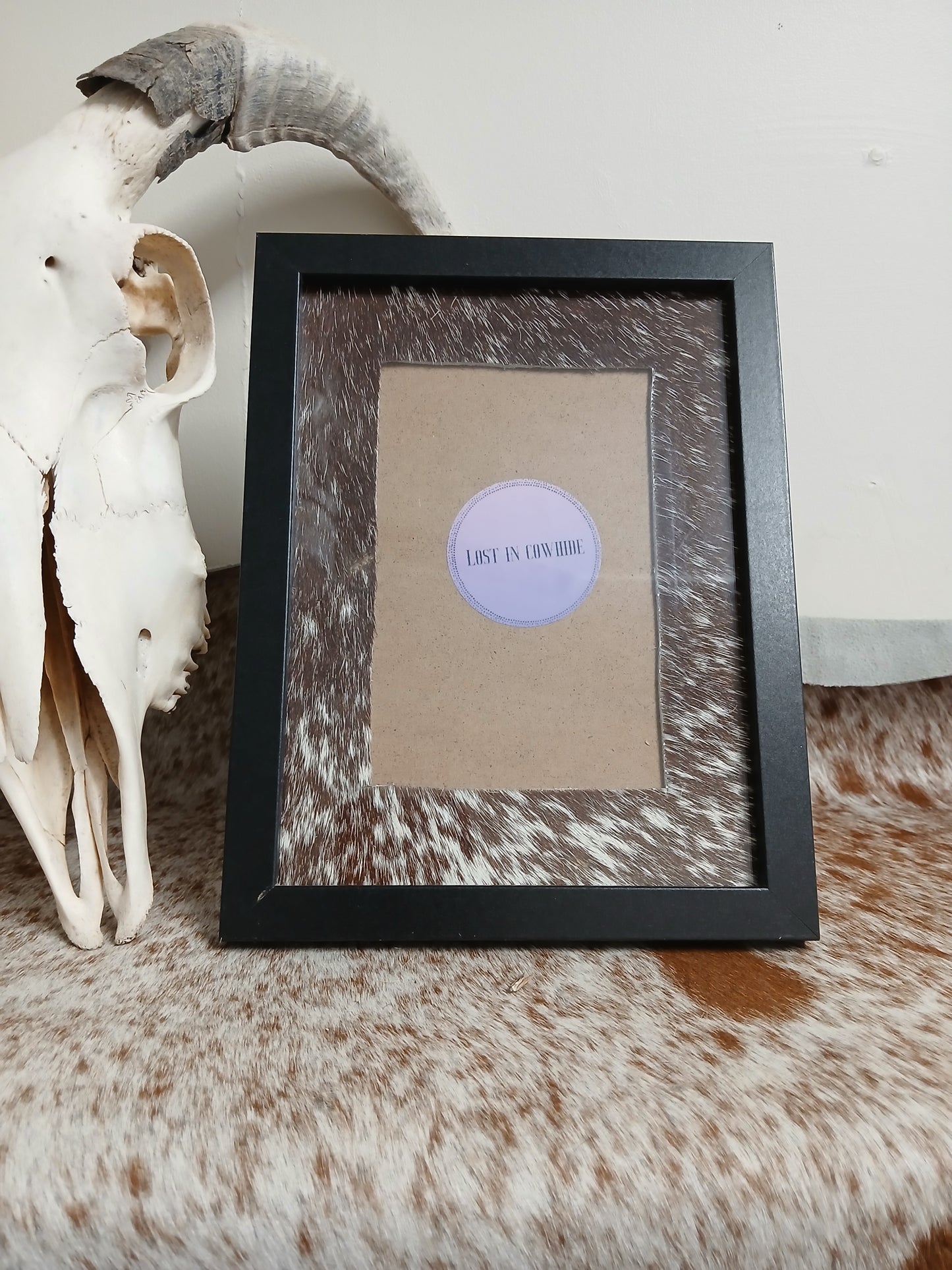 Cowhide frame photo size 4x6"