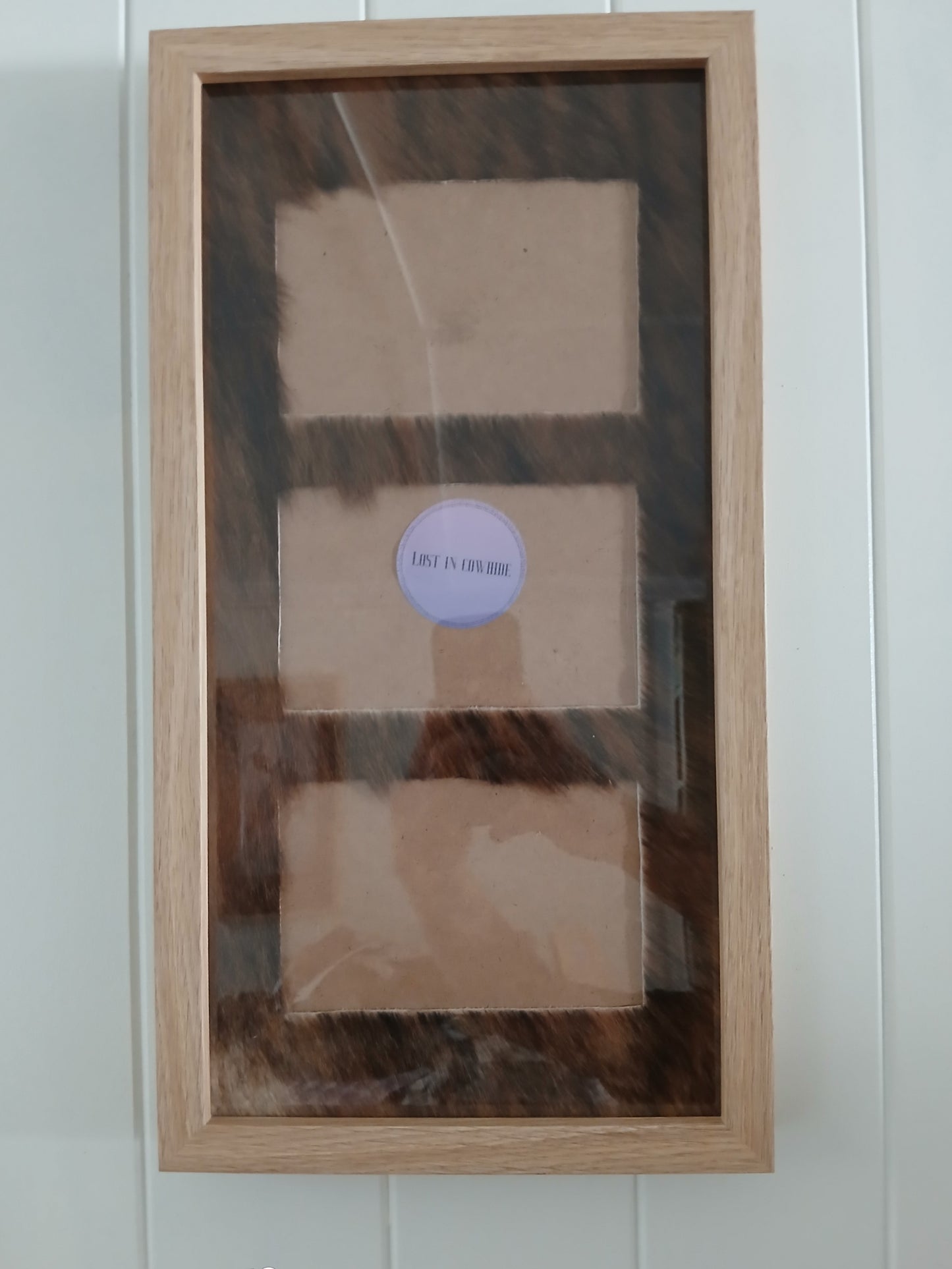 Cowhide frame photo size 3- 4x6"