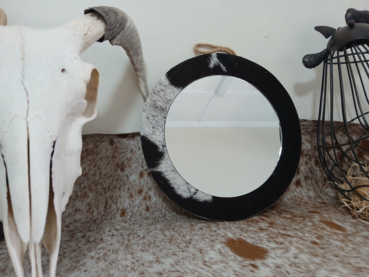 Cowhide wall mirror