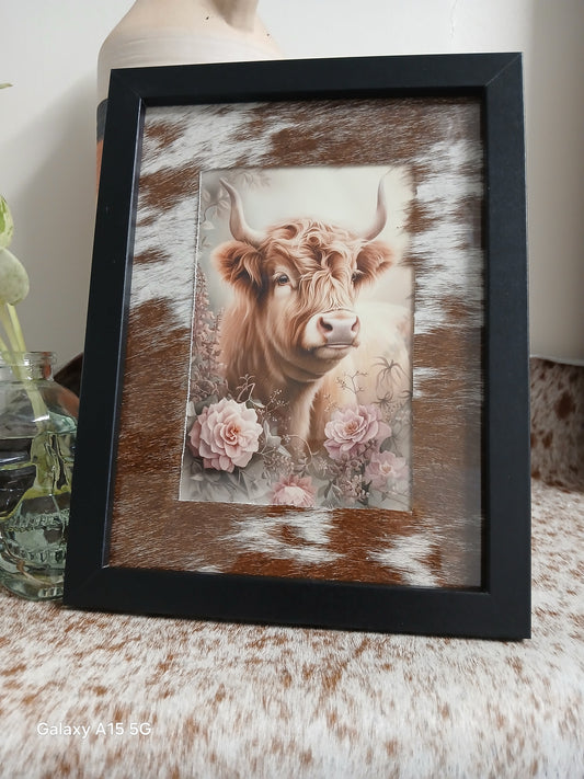 Cowhide frame with 4x6" print
