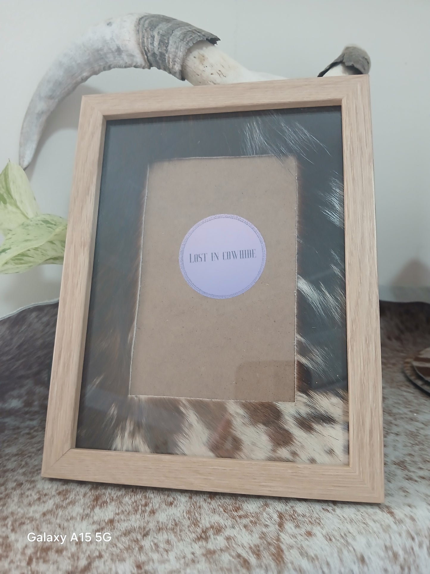 Cowhide frame photo size 4x6"
