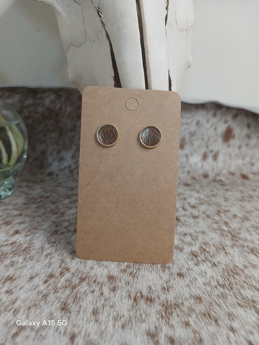 Cowhide Stud earrings (golden stud)