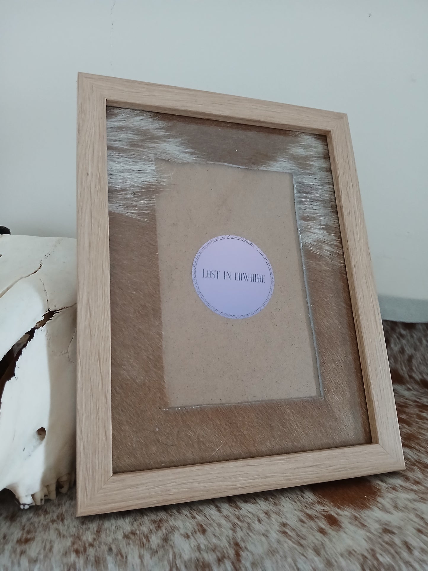 Cowhide frame photo size 4x6"