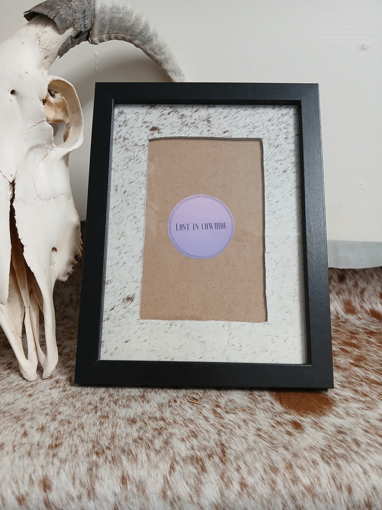 Cowhide frame photo size 4x6"