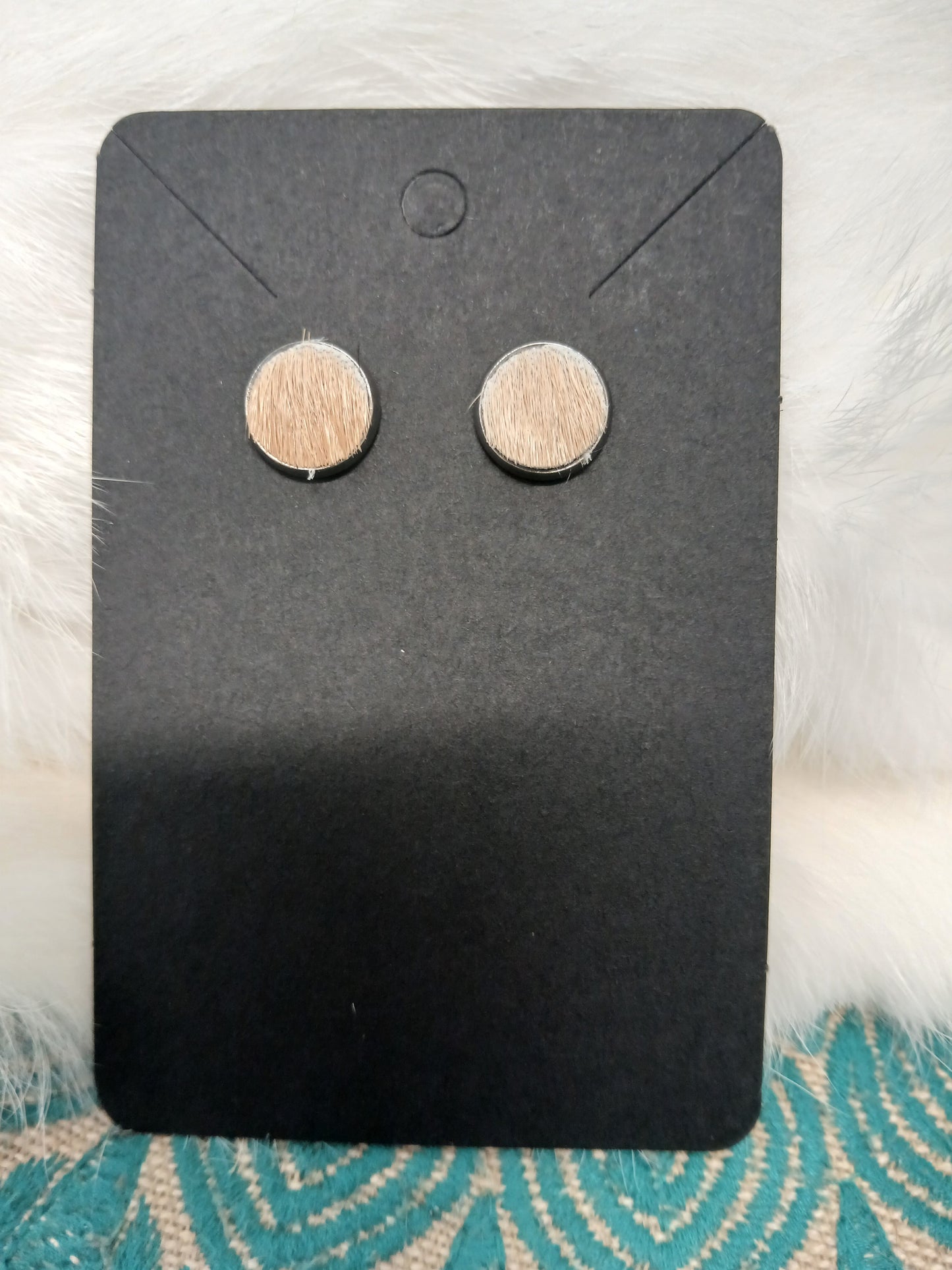 Cowhide Stud earrings (silver stud)