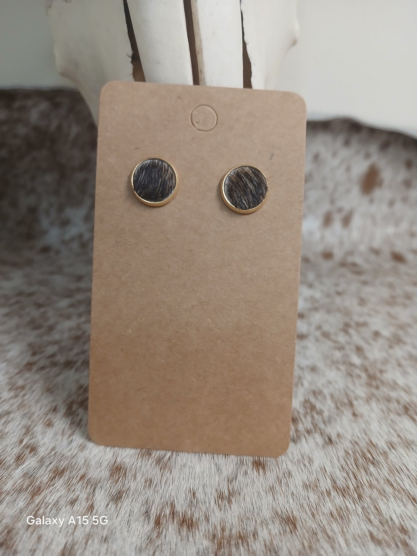 Cowhide Stud earrings (golden stud)